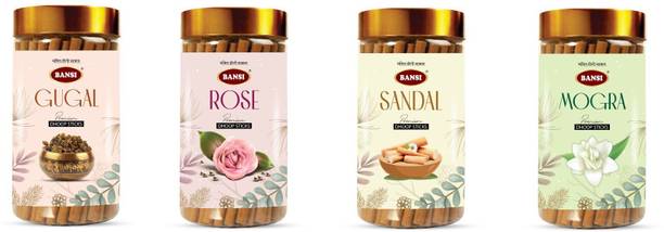 बंसी SIGNATURE ROSE,MOGRA,SANDAL & GUGAL PREMIUM DRY DHOOP STICKS अगरबत्ती