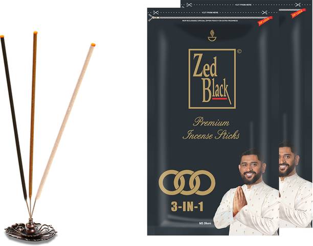 Zed Black Zipper Medium 3in1, Incense Stick for Pooja, Havan, Fresh