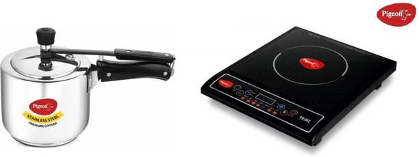 Pigeon 1800 W Induction Cooktop Push Button (Black, With Inox 3L