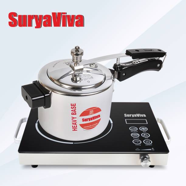 SURYAVIVA Touch Infra Induction Combo {3 ltr cooker)2200 W Induction Cooktop(Black,Touch) Radiant Cooktop
