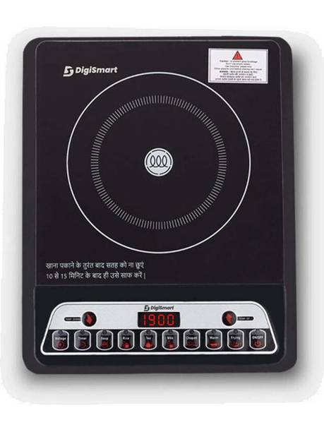 DIGISMART 1900 W Induction Cooktop Push Button Black, Induction Cooktop Indian Menu Option Automatic power & temperature adjustment