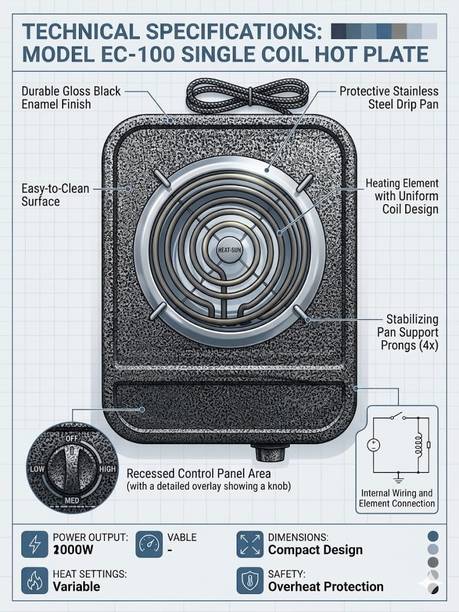 BESTHOT 2000 W Infrared Cooktop Push Button