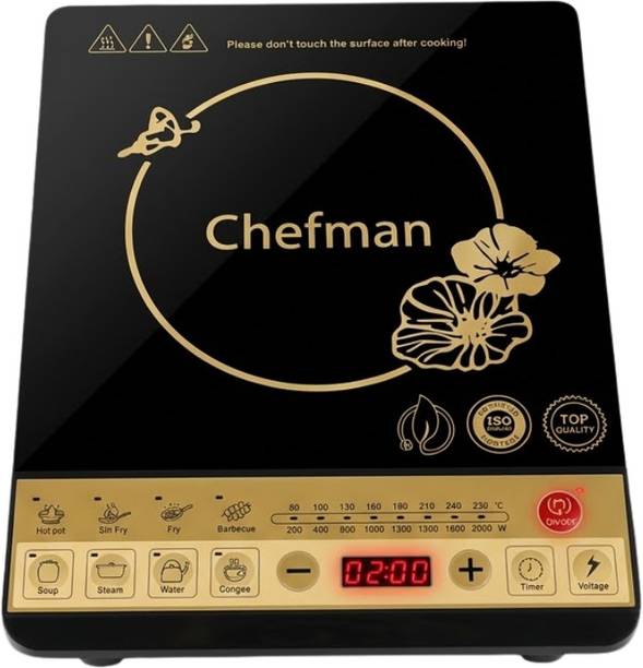 Chefman 2000 W Induction Cooktop Push Button (Black, Induction St