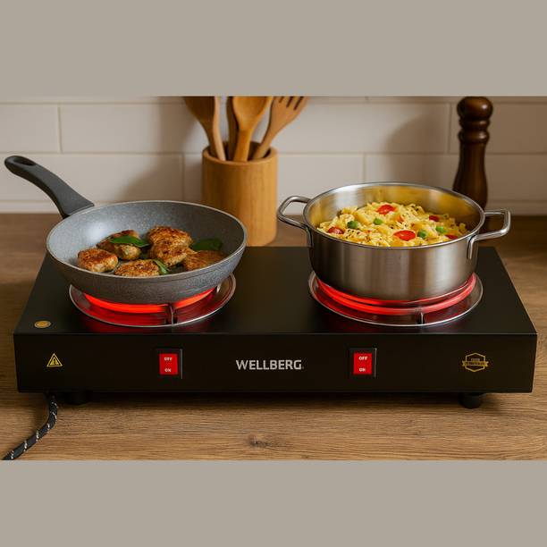 Wellberg Double Coil Electric Stove | Heavy Iron Body | Easy to Use with ON/OFF Knobs Electric Cooking Heater