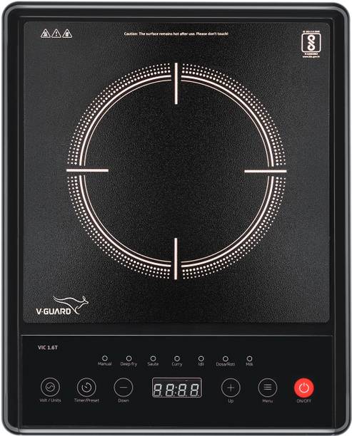 V-Guard VIC 1.6T Induction Cooktop (Black, Touch Panel)
