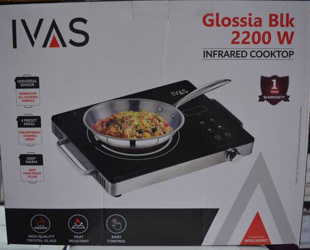 IVAS 2200 W Infrared Cooktop Jog Dial, Touch Panel