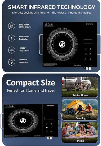 BAJAJ 2200 W Infrared Cooktop Jog Dial, Touch Panel