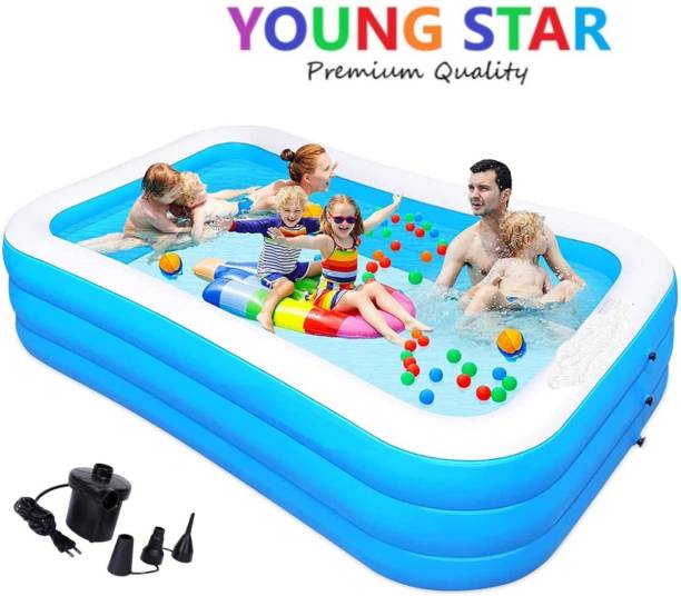 YOUNG STAR Premium 10 Ft LENGTH ,6 Ft WIDTH ,3 LAYERS FAMILY SWIMMING POOL ,ELETRIC PUMP. Inflatable Swimming Pool, Inflatable Toy Pump