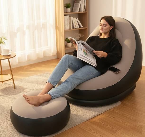 KHAMMA GHANI Inflatable Lounge Chair with Footrest | Comfortable Relaxing Sofa Seat Inflatable Sofa/ Chair