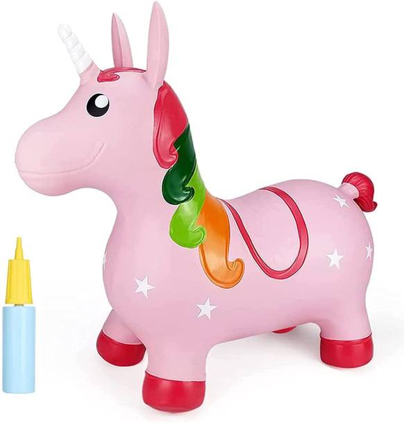 VIGRATI ENTERPRISE Inflatable Jumping Horse Bouncing Unicorn Hopper Animal Toy for Kids Inflatable Inflatable Inflatable Toy Pump