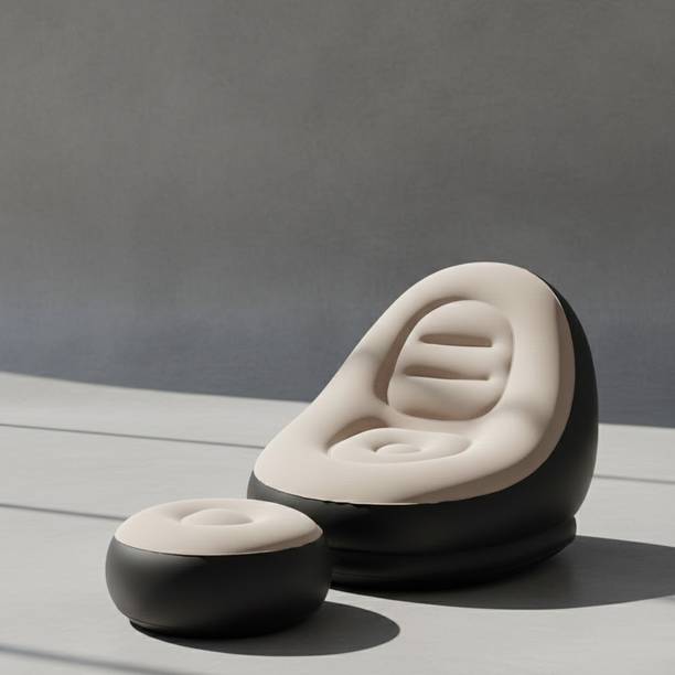 mjingle Soft Inflatable Recliner Chair with Footrest for Cozy Home Seating Inflatable Sofa/ Chair