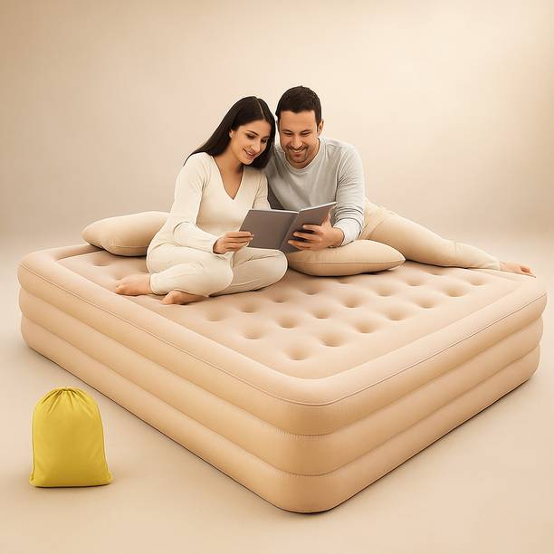 RUMQOL Inflatable Blow Up Air Bed Mattress Sofa with Pump, Pillow (Multicolor) Inflatable Bed, Inflatable Toy Pump
