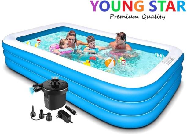 YOUNG STAR Premium 10 Ft LENGTH ,6 Ft WIDTH ,3 LAYERS FAMILY JUMBO KING SIZE ELCTRIC PUMP Inflatable Swimming Pool, Inflatable Toy Pump