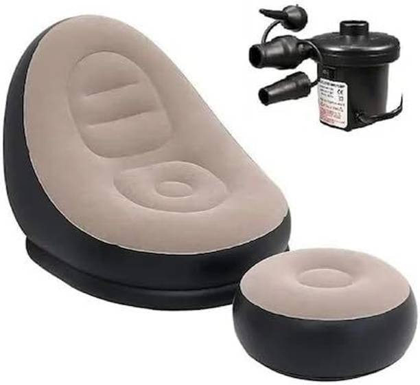 ZESTIVO Air Sofa with Stool Inflatable Lounge Chair & Footrest PU Leatherette 1 Seater Inflatable Sofa