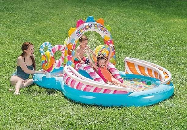 Tiny Tales Intex Inflatable (IND*374) Candy Zone Water Play Center With Pump Inflatable Swimming Pool