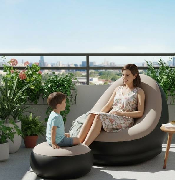 mjingle Premium Inflatable Recliner Chair With Ottoman And Pump For Home & Outdoor Inflatable Sofa/ Chair