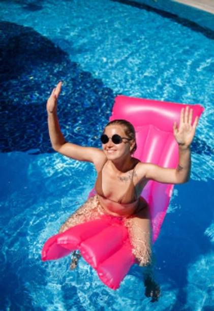 Tiny Tales Swim Pool Air Mat Raft Float 72"X30" (IND*64401) Neon Multicolor 59717 Inflatable Swimming Mats