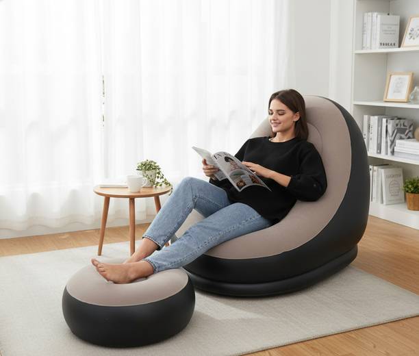 KHAMMA GHANI Comfort Inflatable Sofa Chair with Footrest | Perfect for Home & Dorm Inflatable Sofa/ Chair