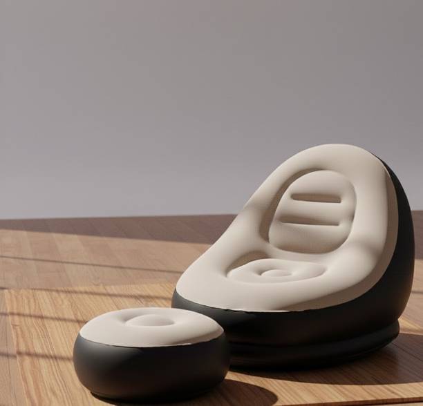 mjingle Inflatable Recliner Sofa Chair with Ottoman for Living Room & Dorm Inflatable Sofa/ Chair