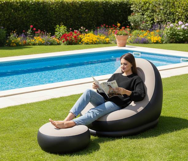 KHAMMA GHANI Inflatable Relax Chair with Footrest | Lightweight & Easy to Carry Inflatable Sofa/ Chair