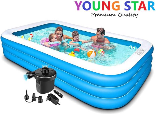 ECOM BHARAT PREMIUM 10 Fts LENGTH AND 6 Fts WIDTH RECTANGULAR WATER SWIMMING POOL Inflatable Swimming Pool, Inflatable Toy Pump
