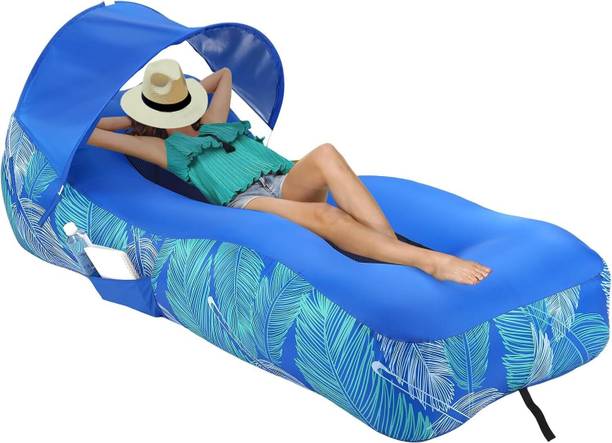 SUICUNE Inflatable Lounger Air Sofa with Sun Shade Cover Waterproof Inflatable Couch Polyester 1 Seater Inflatable Sofa