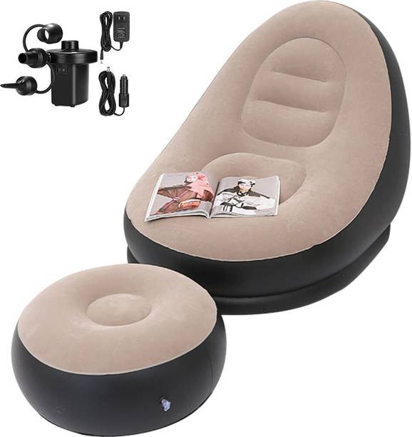 HARIKRUSHNHUB Inflatable Air Sofa Chair with Footstool & Electric Pump Portable Lounger Seat PVC 2 Seater Inflatable Sofa
