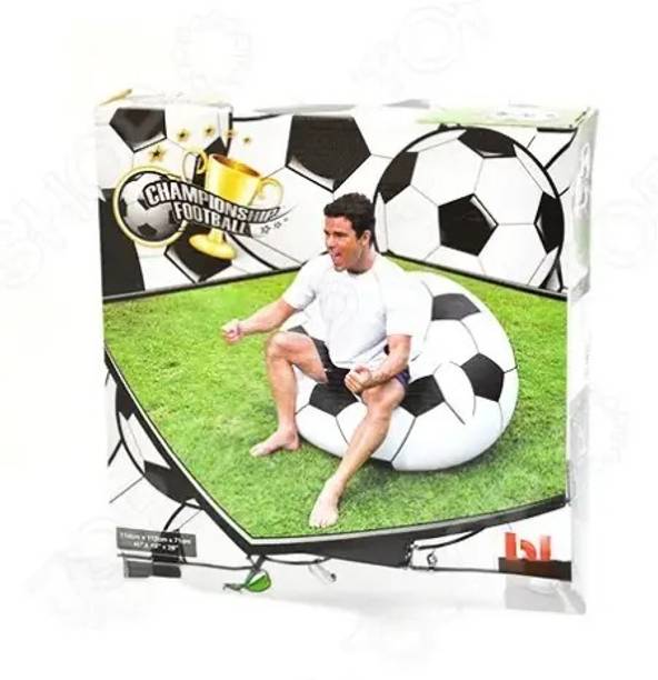 HornFlow Beanless (IND*78) Soccer Ball Chair, Multi Color with pump Vinyl 1 Seater Inflatable Sofa