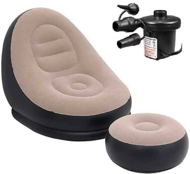 NEXLIVA Inflatable Chair Footstool with Air Pump | Portable Recliner with Footrest Leatherette 1 Seater Inflatable Sofa