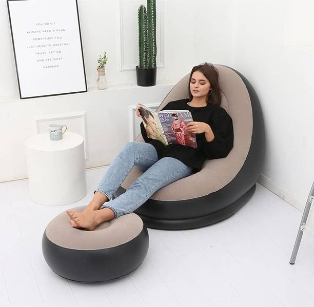 Virtuous Portable Inflatable Sofa Chair with Foot Rest, and Electric Air Pump PVC 3 Seater Inflatable Sofa