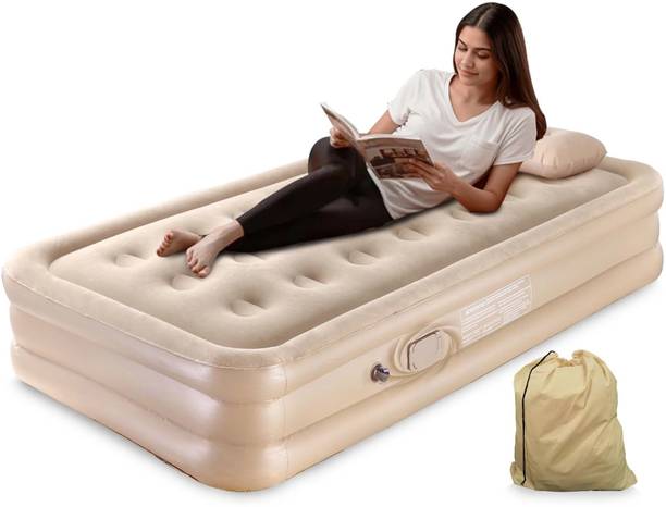 Robustt Portable Air Mattress with Built-in Pump (190 x 100 x 40 cms)| Inflatable Bed Leatherette 1 Seater Inflatable Sofa