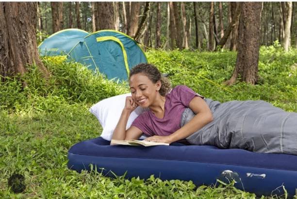 HornFlow Inflatable (IND*79) Camping Bed With Manual Air bed Vinyl 1 Seater Inflatable Sofa