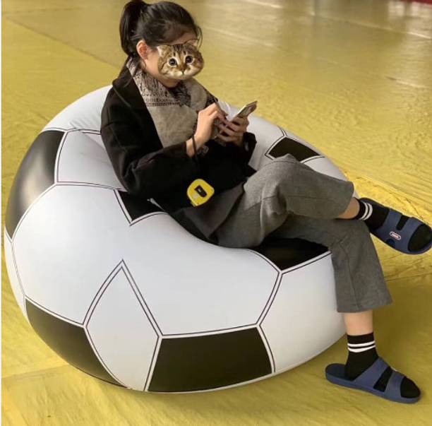 Intelligent Foldable Sofa, Cartoon Style Inflatable Folding Chair, Ball Chair Vinyl 1 Seater Inflatable Sofa