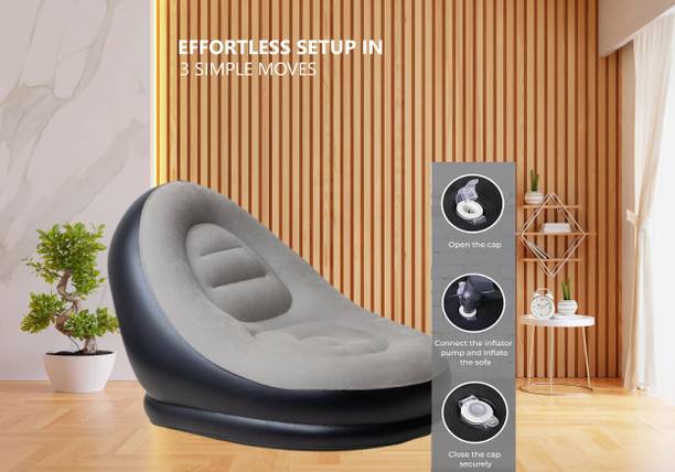 SH DREAMTOWN Inflatable Air Filling Premium Lounge Sofa Chair with Footrest PVC 2 Seater Inflatable Sofa