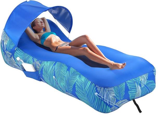Deoxys Portable Inflatable Couch, Waterproof Inflatable Lounger Air Sofa Bed Polyester 2 Seater Inflatable Sofa