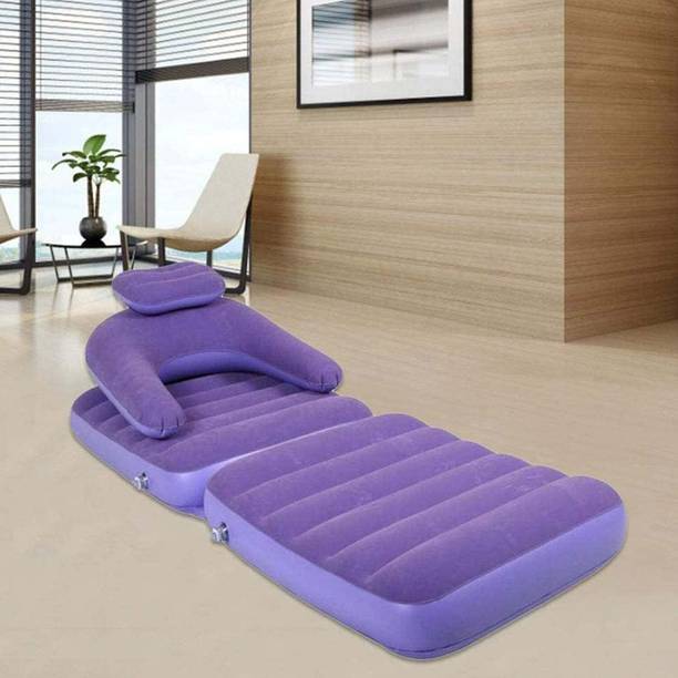 DeoDap 2 In 1 Air Mattress Lounger Inflatable Mattress Air Sofa With Air Hand Pump Leatherette 2 Seater Inflatable Sofa