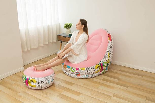 GTC Inflatable Air Chair with Footrest Stool Furniture Vinyl 1 Seater Inflatable Sofa