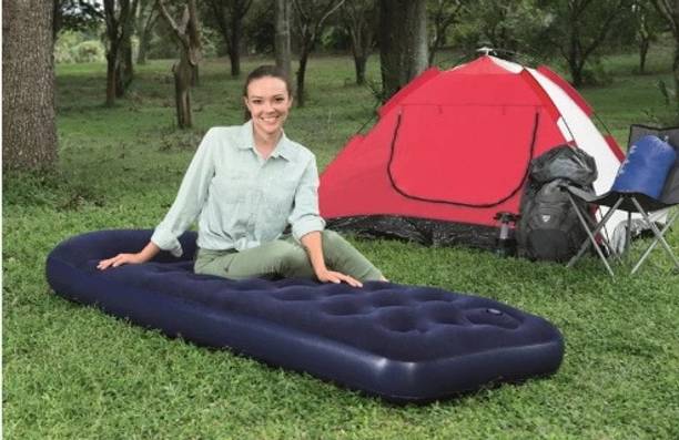 TinyTales Inflatable (IND*22) Air Bed Adult Travel Camping Single Air Bed Mattress Vinyl 1 Seater Inflatable Sofa