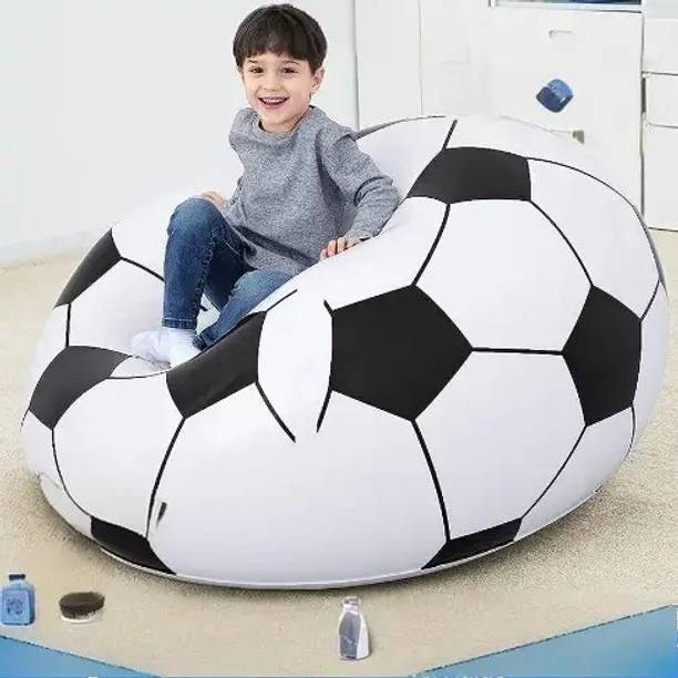 Intelligent Beanless (IND*84) Soccer Ball Chair, Multi Color, with pump Vinyl 1 Seater Inflatable Sofa