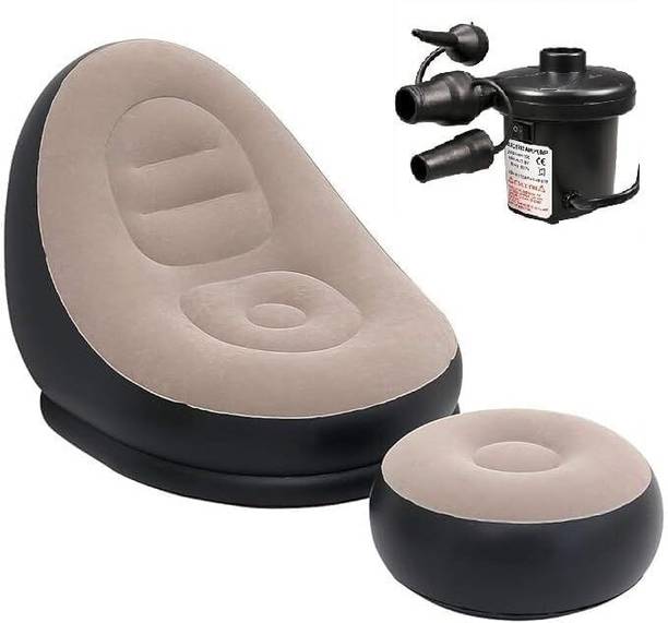 Idona Creation Inflatable Deck Chair with Air Pump, Lounger Sofa for Indoor Living Room Bedroom Leatherette 1 Seater Inflatable Sofa