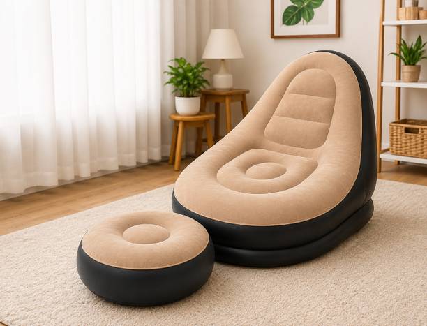Cs Universal Import Exp Inflatable Air Sofa Chair with Footstool for Living Room & Bedroom PVC 1 Seater Inflatable Sofa
