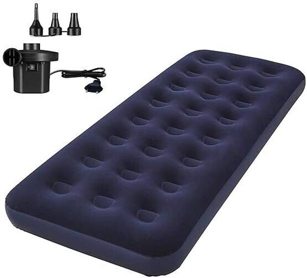 Robustt 32 Holes Twin Size Air Bed With Air Pump | Quick Inflatable Air Bed PVC 1 Seater Inflatable Sofa