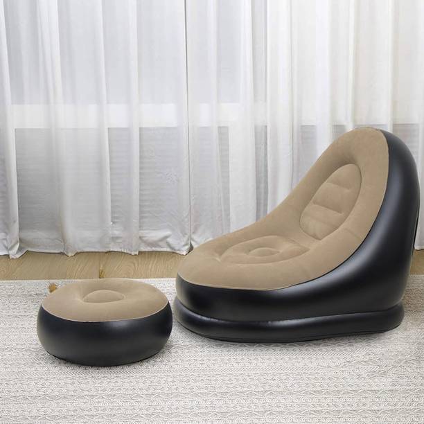 Urika Global 2-in-1 Lounge Set Folding Air Sofa For, Bedroom, Living room, Travel, Camping PVC 1 Seater Inflatable Sofa