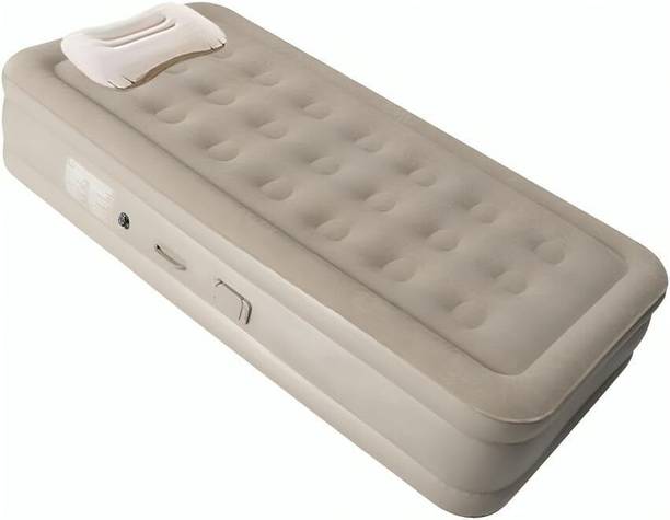 Akash Single Air Bed with Built-in Pump Inflatable Mattress for Home, Camping Travel PU Leatherette 1 Seater Inflatable Sofa