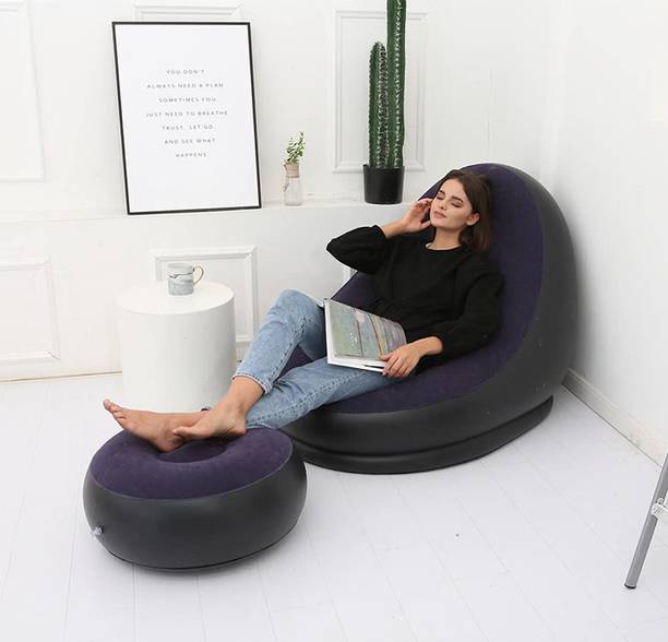 ECOSHOPPE Inflatable Sofa Set with Ottoman Footrest | Portable Lounge Chair for Home PVC 2 Seater Inflatable Sofa