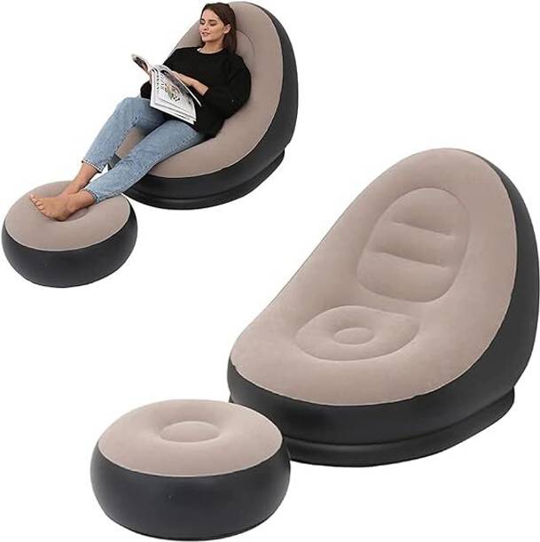 Tdg Velvet Touch Inflatable Chair PVC 1 Seater Inflatable Sofa