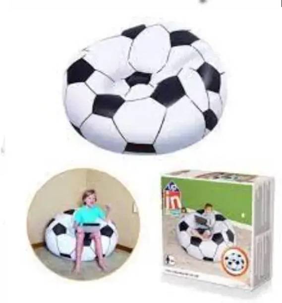 HornFlow Round Football Sofa Cum Chair 60 kg Bean Bag with pump Vinyl 1 Seater Inflatable Sofa
