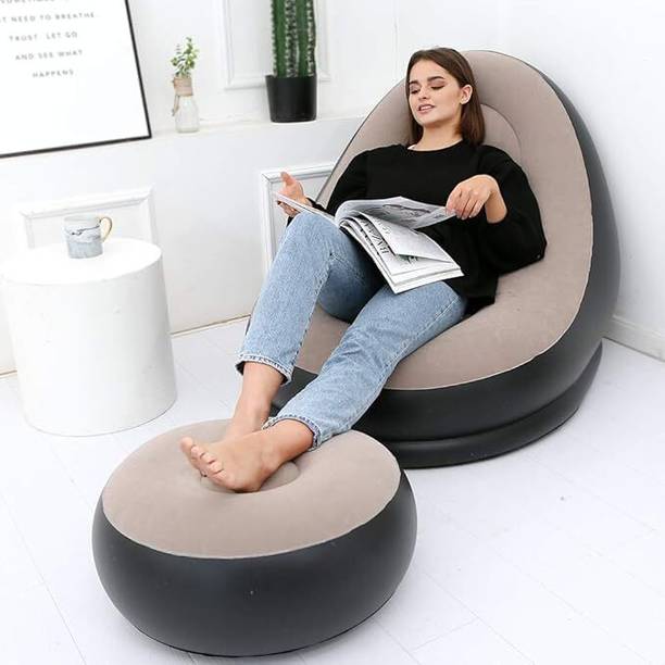 TRENDLER Polyester 2 Seater creem color Inflatable Sofa PVC 2 Seater Inflatable Sofa