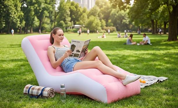 SHIVAANGAN Premium Inflatable Air Lounge Chair PVC 1 Seater Inflatable Sofa