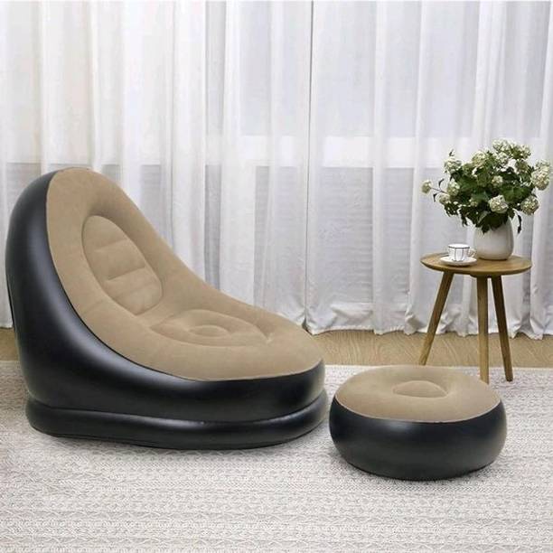 Sai Inflatable Lounge Sofa Chair with Ottoman, Premium PVC Flocked Air Sofa PVC 2 Seater Inflatable Sofa